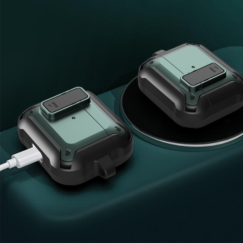 Vỏ Lenuo bảo vệ hộp sạc tai nghe AirPods Pro 3 2 1 bằng tpu mềm chống sốc có móc khóa