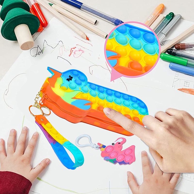 Pop It Pencil Case Silicone Pop It Fidget Toy Pencil Bag for Kid Stationery Organizer School Season Gifts Hộp đựng bút chì Túi đựng bút chì đồ chơi bằng silicon