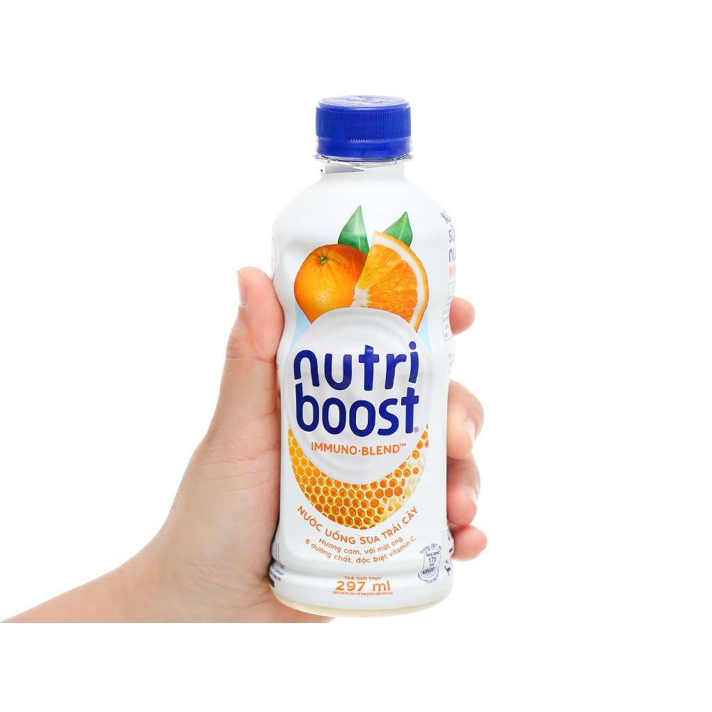 Nước uống sữa trái cây hương cam/ hương dâu Nutri Boost chai 297ml / chai 1 lít