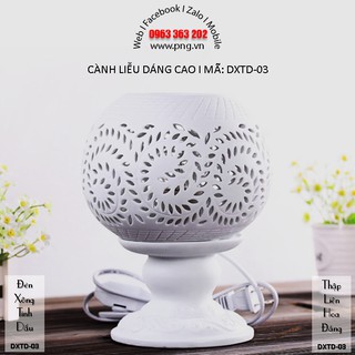 Đèn đốt tinh dầu để bàn, sứ trắng, CÀNH LIỄU DÁNG CAO I MÃ: DXTD-03