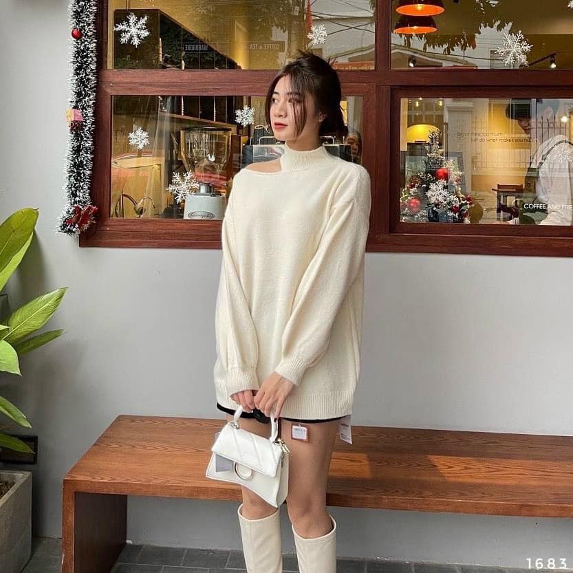 [Mã 2611THTRANG100K hoàn 10% xu đơn 99K] Áo len xẻ vai 3 màu xinh (kèm ảnh thật,video) | BigBuy360 - bigbuy360.vn