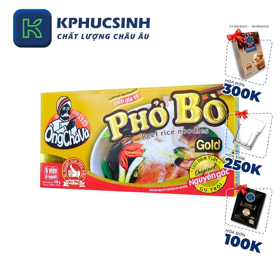 Hộp viên gia vị phở bò Gold 126g KPHUCSINH - Hàng Chính Hãng