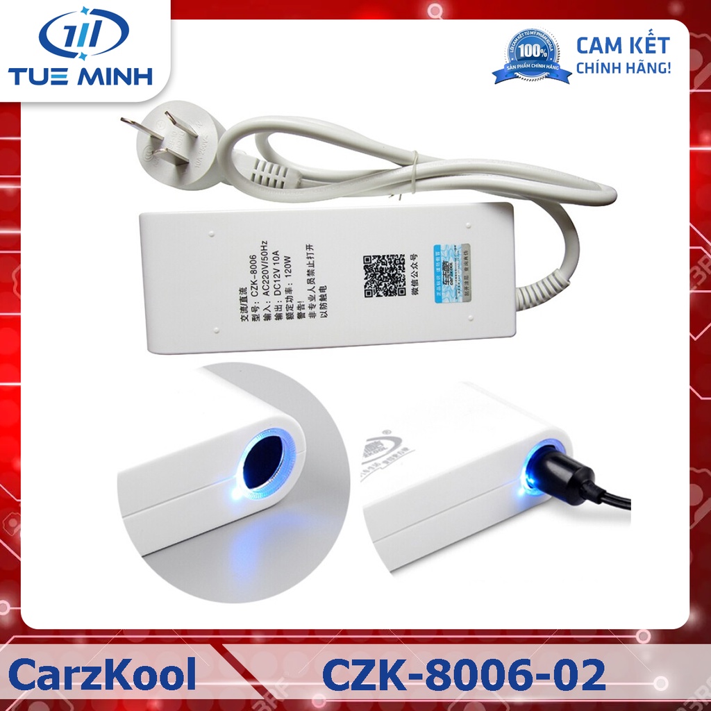 [Mã LIFEAU5SALE giảm 20k đơn 50k] Bộ chuyển đổi điện 220V ra 12V 10A 120W CarzKool CZK-8006-02