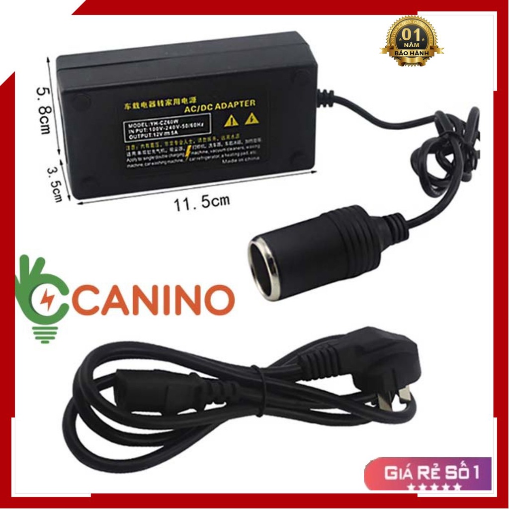 Nguồn ô Tô 🌳FREESHIP🌳 Bộ Đổi Nguồn Từ 220V Sang 12V-5A-60W Cắm Tẩu ô tô