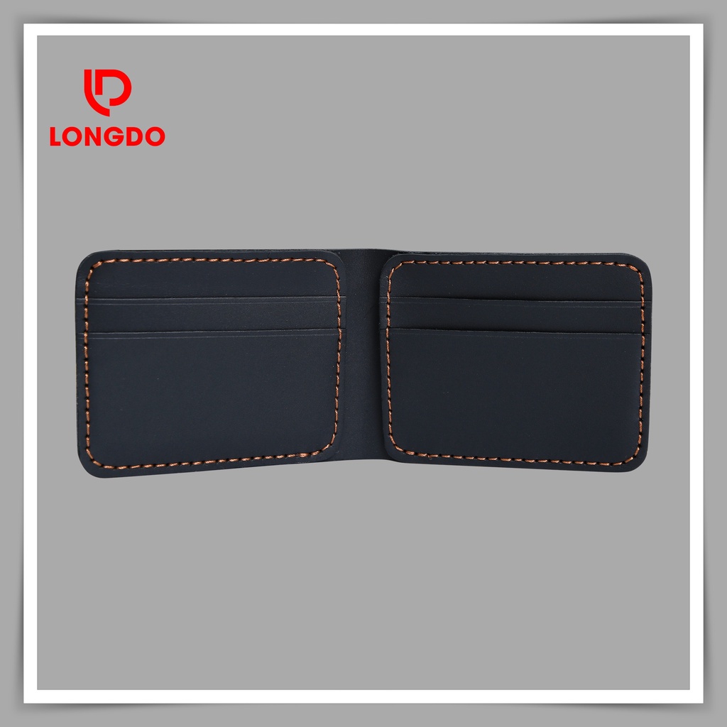 Ví da nam nhỏ gọn da bò thật - Bảo hành 5 năm - Hàng chính hãng thương hiệu Longdo Leather - B03