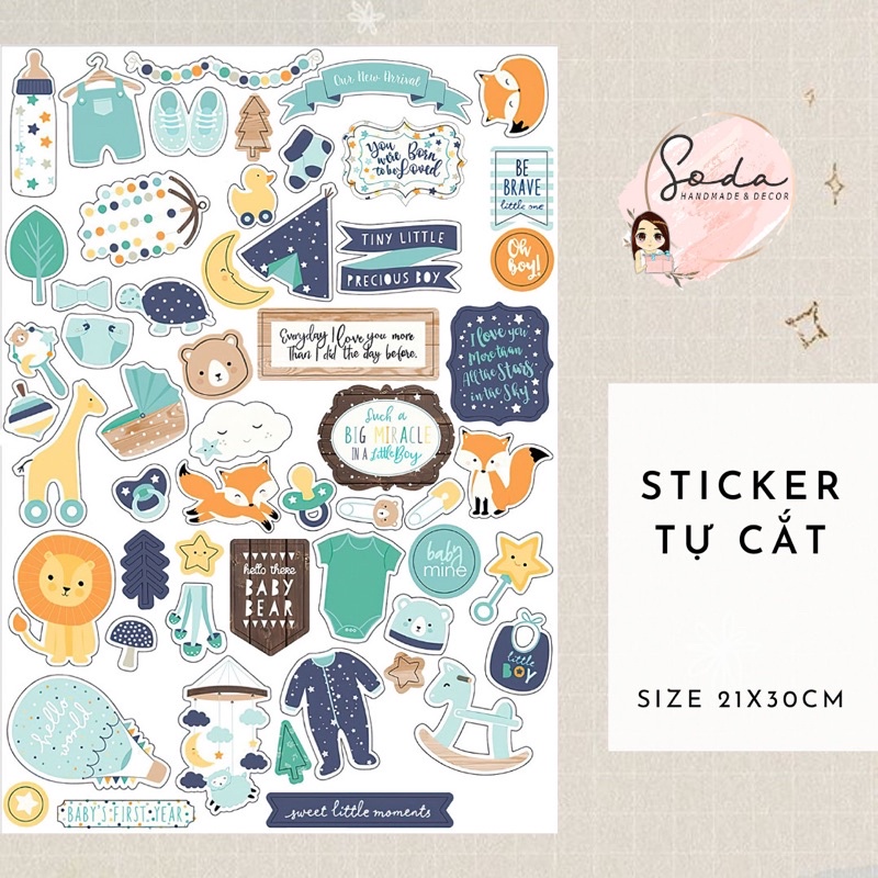 Bộ trang trí Sticker tự cắt chủ đề cho bé
