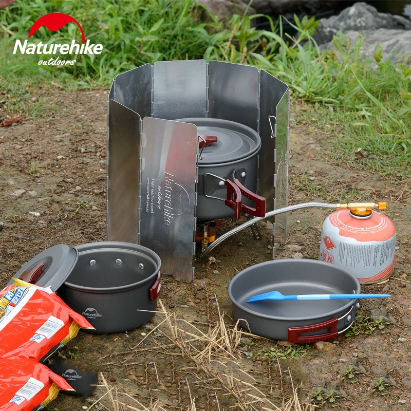 Tấm chắn gió bếp ga dã ngoại Naturehike 10 tấm bằng hợp kim nhôm, chịu nhiệt tốt chống mài mòn nhỏ nhẹ gấp gọn tiện dụng