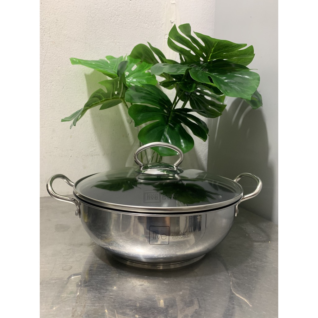 Nồi kho cá Inox 3 đáy chống dính nắp kính Fivestar FSN22IN001 - 22cm