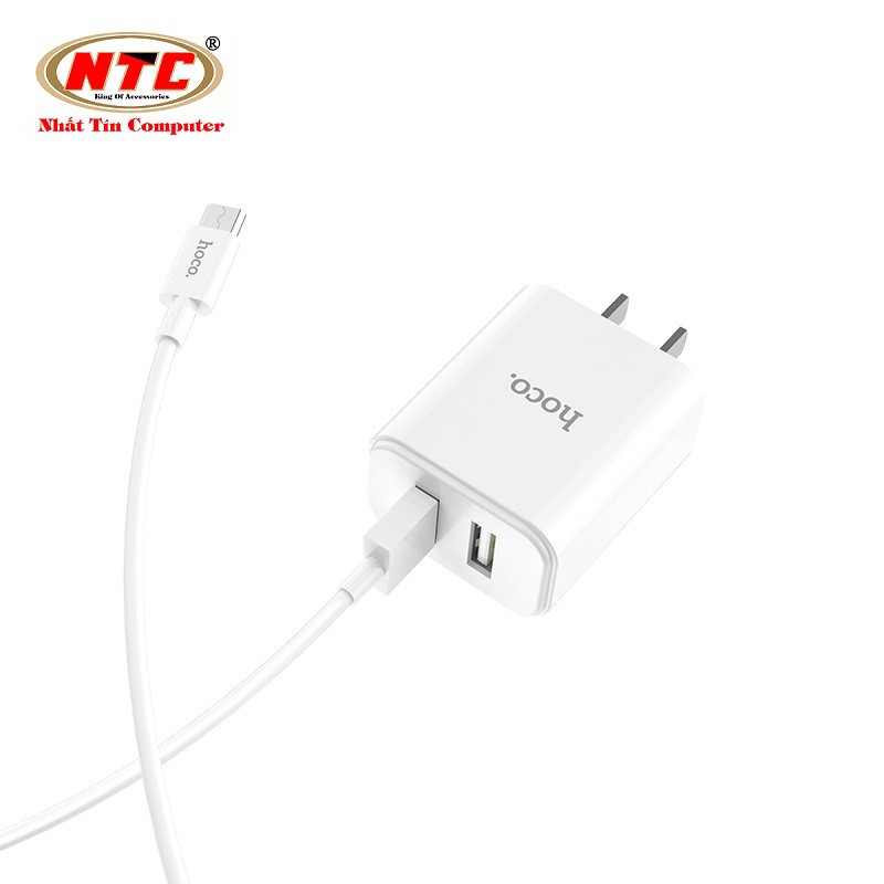 Bộ cốc sạc 2 cổng và cáp sạc cổng microUSB Hoco C62 - output 2.1A