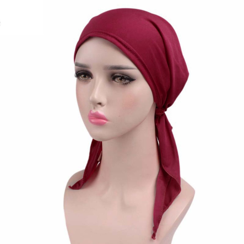 Mũ Trùm Đầu Chemo Màu Trơn Thời Trang Cho Nữ