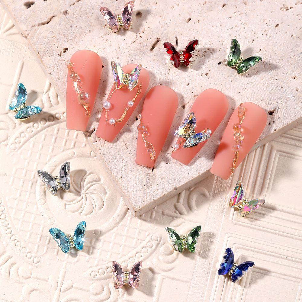 Phụ Kiện Trang Trí Móng Tay Hình Bướm 3D Lấp Lánh DIY|Phụ Kiện Trang Trí Móng Tay Charms