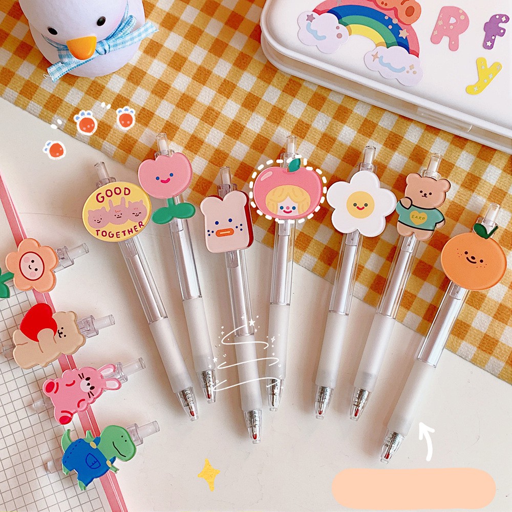 Bút Bi Mực Đen 0.5mm Sắc Nét Đính Hình Nhựa Cutie Things