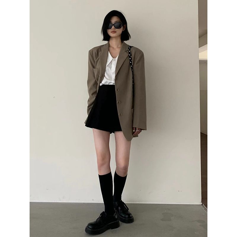 ❣☼Matsumoto Cocoa sbkk Chân Váy Quần Ngắn Chữ A Xếp Ly Lưng Cao Màu Đen Cho Nữ