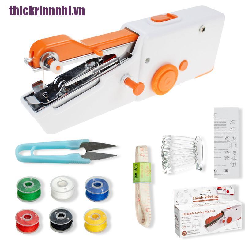 [rinhl]Sewing Machine,Handheld Sewing Machine,Mini Handy Portable Cordless Sewing
