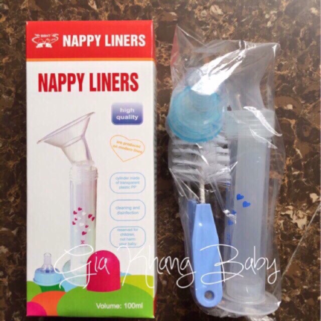 Dụng cụ hút sữa bằng tay happy liners tặng kèm cọ rửa bình sữa