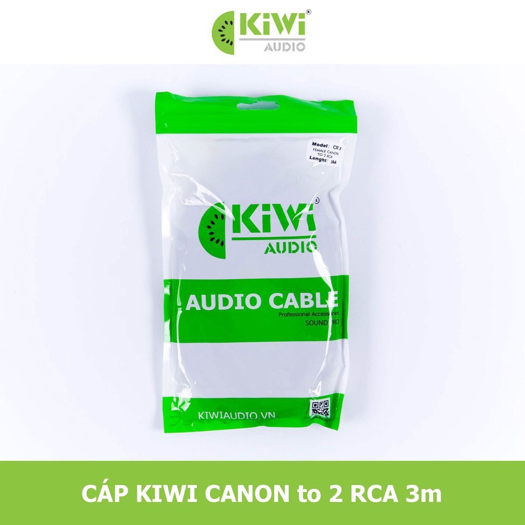Dây canon âm ra 2 AV hoa sen Kiwi cao cấp bằng đồng - Dây Canon cái ra bông sen 2AV