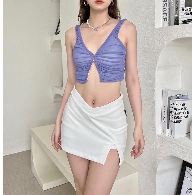 MINI SKIRT 1/ CHÂN VÁY NGẮN XẺ TÀ EO CHỮ V TÔN DÁNG