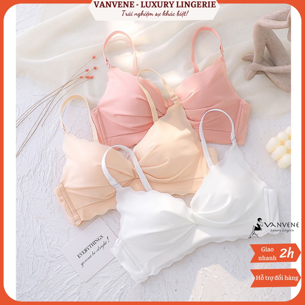 [Mã FAMARAL1 giảm 10K đơn 50K] Áo ngực su đúc non không gọng Vanvene đệm 2cm nâng ngực nơ xoắn cách điệu mới A980