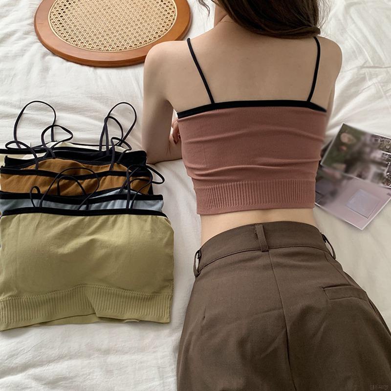 Áo bra thể thao màu sắc tương phản có đệm ngực phong cách Hàn Quốc thời trang cho nữ