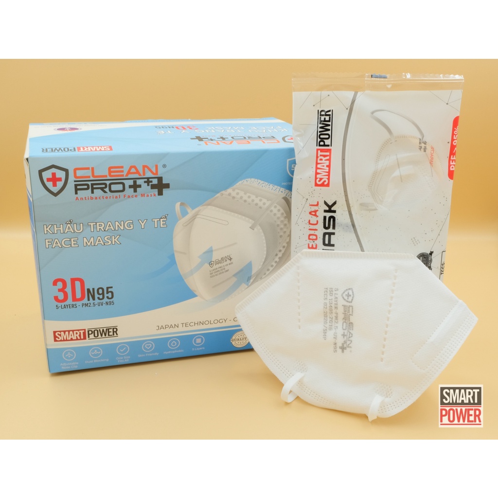 Khẩu trang Y tế kháng khuẩn Cao Cấp 3D N95 CLEAN PRO MASK D không VAN