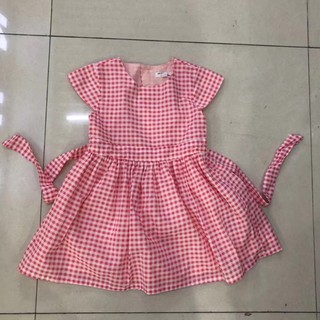 Váy kẻ đỏ Dpam xuất Pháp xinh xắn nơ sau