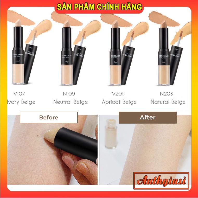Che khuyết điểm The Face Shop Dual Veil Concealer EX CKĐ TFS Hàn Quốc 2 đầu kiềm dầu che phủ tốt