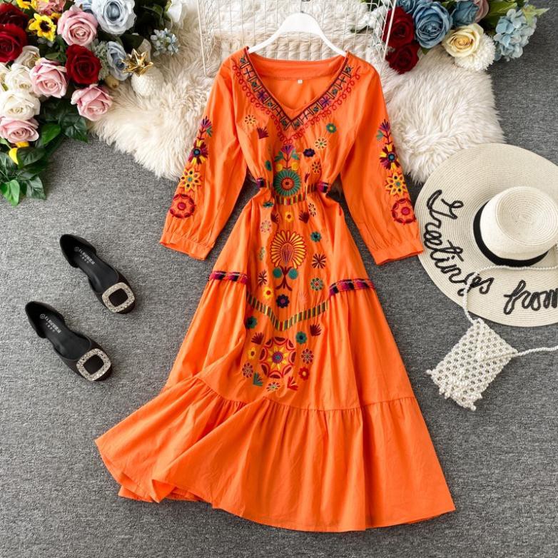 Đầm Boho Thổ Cẩm Thêu Họa Tiết Sắc Màu Thái Lan - kèm ảnh chi tiết từng đường kim mũi chỉ | BigBuy360 - bigbuy360.vn