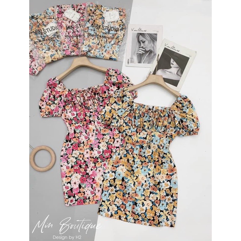 vải thô cotton hoa hồng tím phối cam (xả hàng)