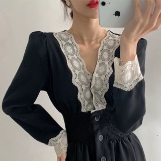 Đầm dài tiểu thư cổ ren Ulzzang