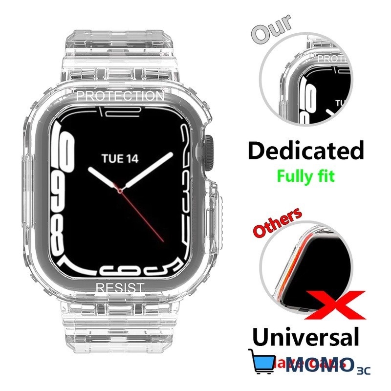 Strap For Smart Watch Sries 7 6 Band 40mm 44mm 45mm 41mm Soft Silicone Transparent Bracelet iWatch 5 4 3 SE 6 7