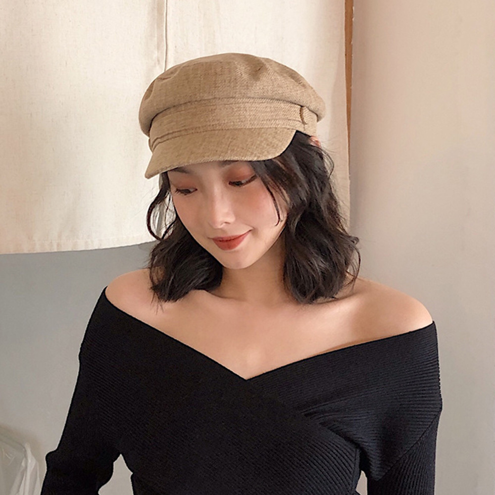 Mũ beret vải lanh cotton thời trang mùa hè cho nữ