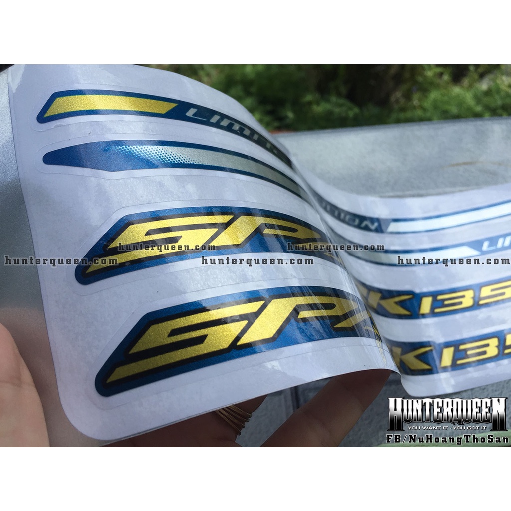Tem in UV cao cấp. Exciter 135 đời 2006-2009. Spark Limited. Decal tem xe ép nhiệt kích thước chuẩn. Chất lượng