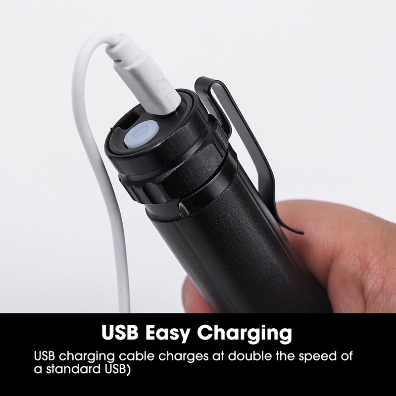 Đèn Pin LED Mini Siêu Sáng Sạc USB Bỏ Túi Tiện Dụng