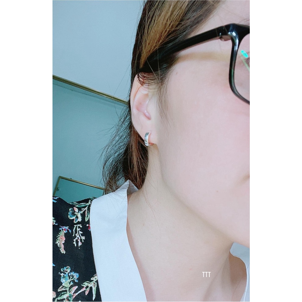 Bông tai nữ - Bông bấm nam ,nữ - bé bạc ta khóa trong đeo không vướng tai