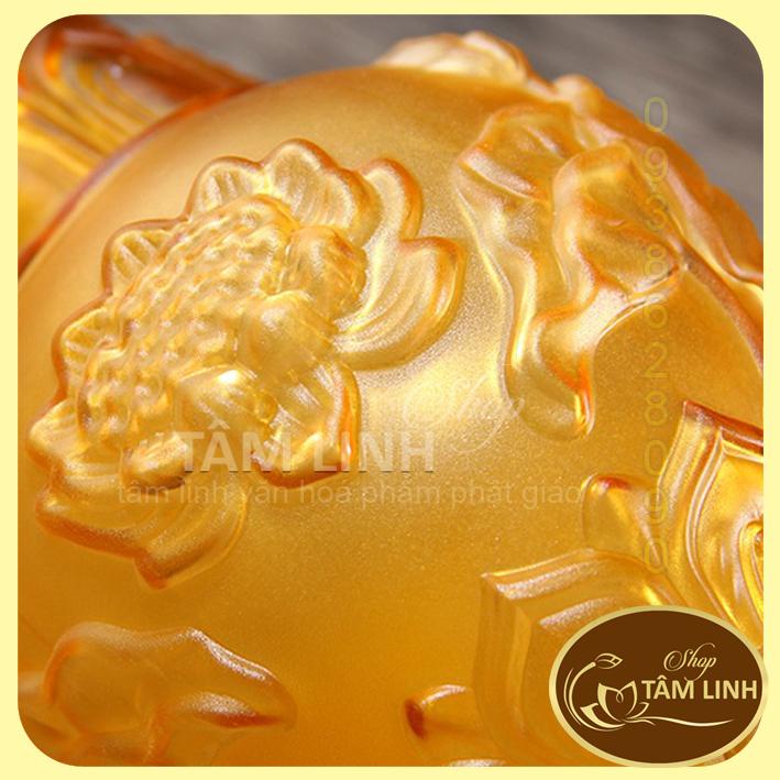 Bình Hoa Thờ Cúng Lưu Ly Vàng nhiều cỡ có hoa văn nổi hàng đẹp