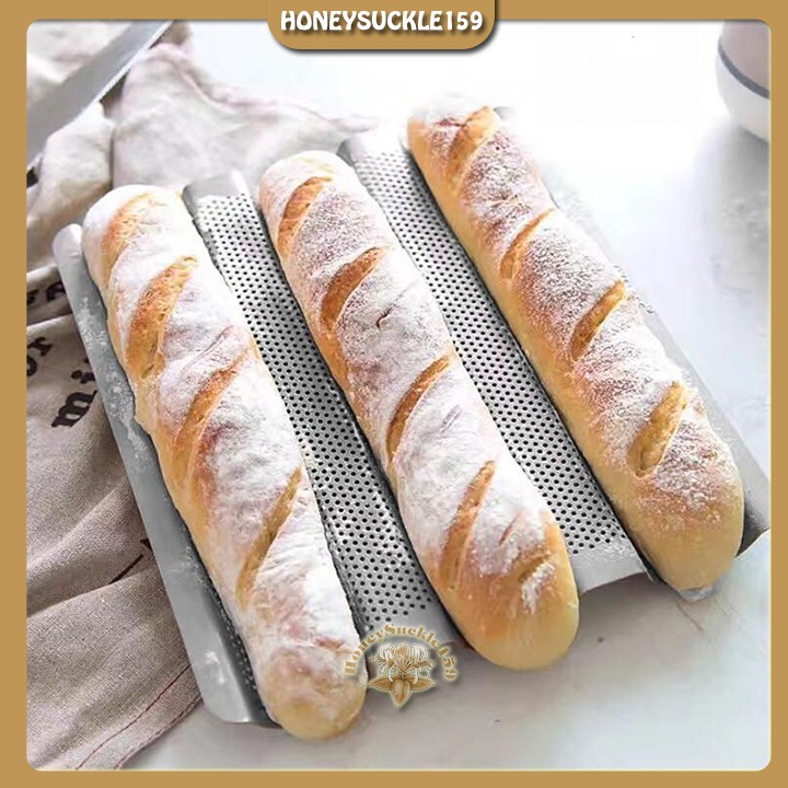 Khay Nướng Bánh Mì Pháp Baguette 3 Rãnh Chống Dính Lượn Sóng