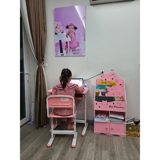Kệ sách cho be hinh Hello Kitty co thêm Tủ đồ cho bé full bộ kèm vít bắt chắc chắn