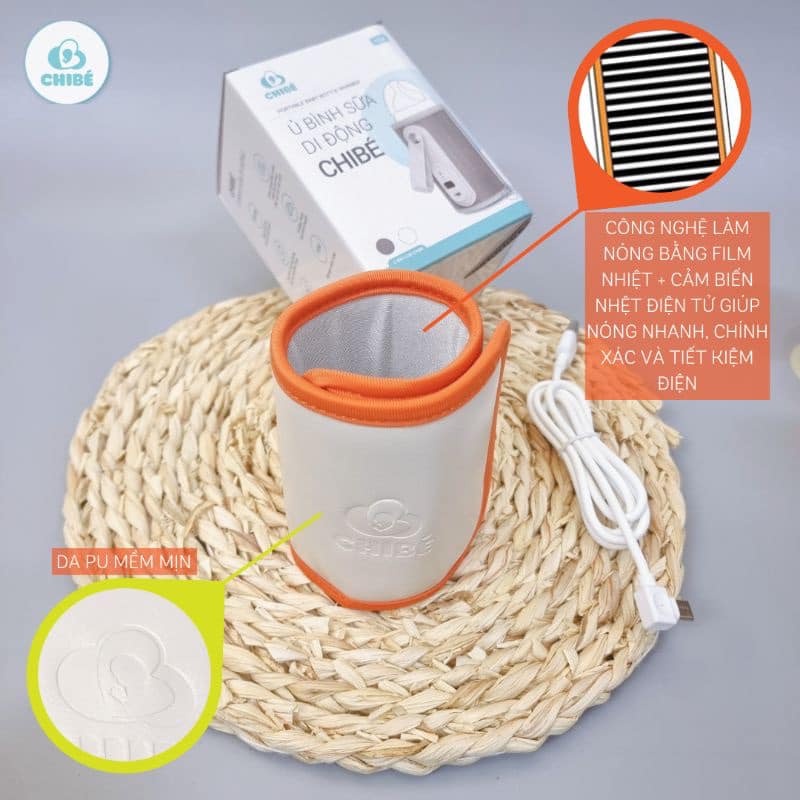 Bình ủ sữa di động cho bé CHIBE điều chỉnh 5 cấp độ nhiệt, chính hãng, bảo hành 12 tháng