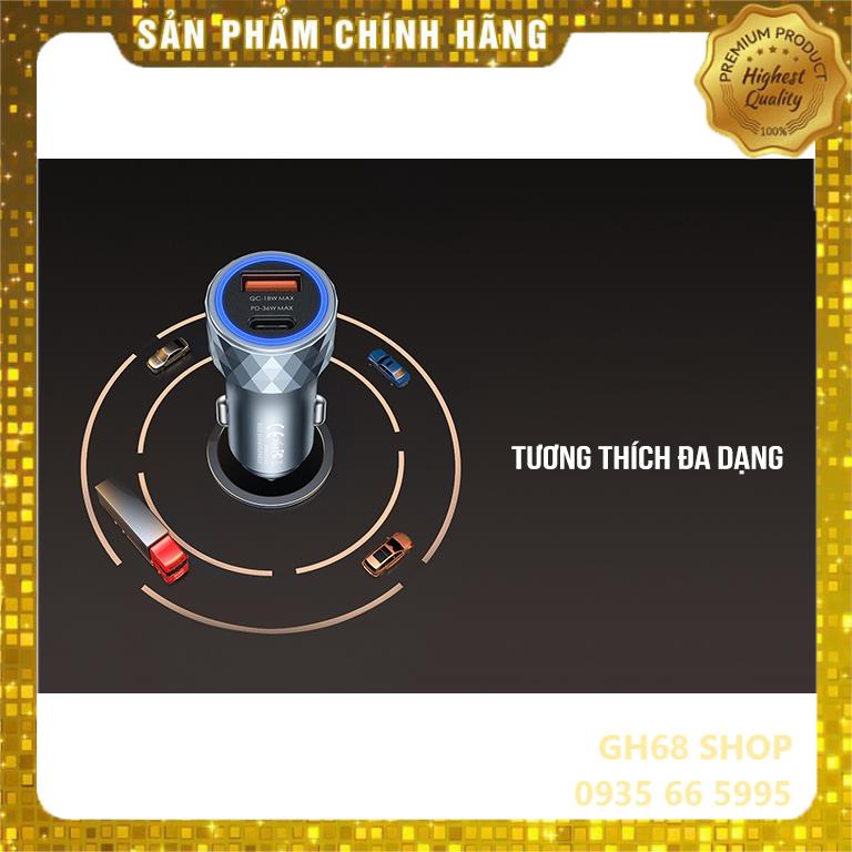 Củ sạc nhanh oto 2 cổng QC+PD 54W Remax RCC-237