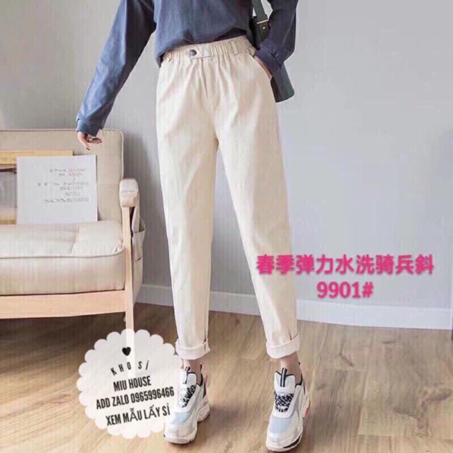 Quần kaki dáng bagy rách và trơn