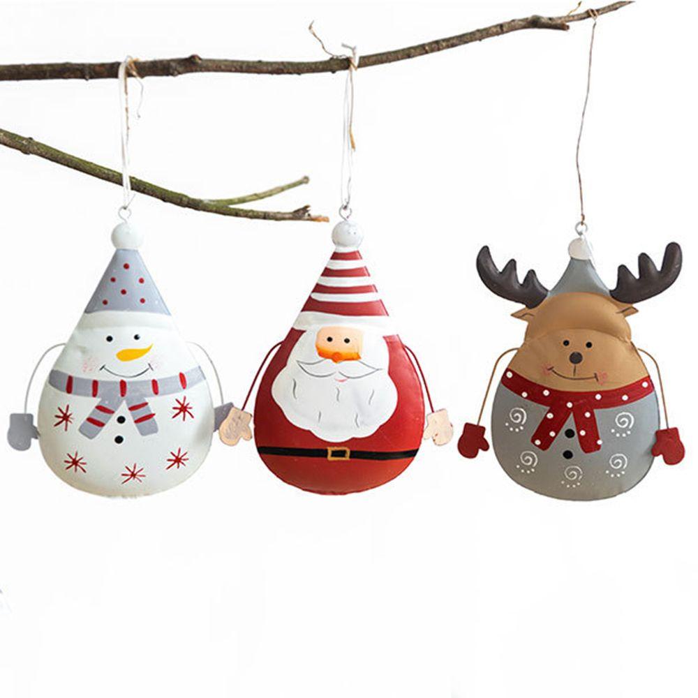 Phụ Kiện Treo Trang Trí Giáng Sinh Bằng Sắt Sơn Kim Loại Hình Ông Già Noel Tuần Lộc