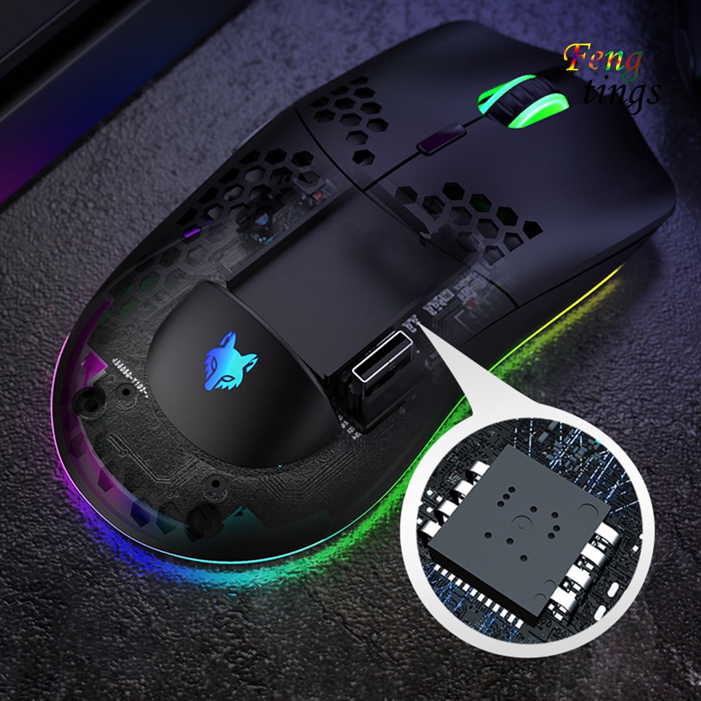 Chuột không dây XYH80 2.4G thiết kế 7 nút bấm họa tiết tổ ong