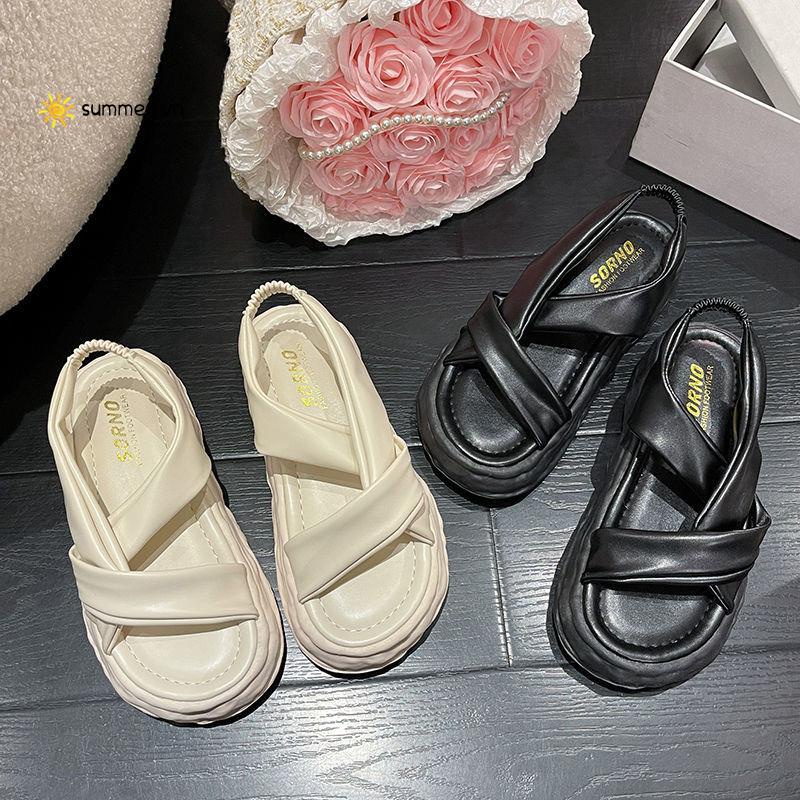 Giày Sandal Cao Gót Hở Ngón Đế Dày Bằng Da Thật 2022 Thời Trang Mùa Hè Cho Nữ