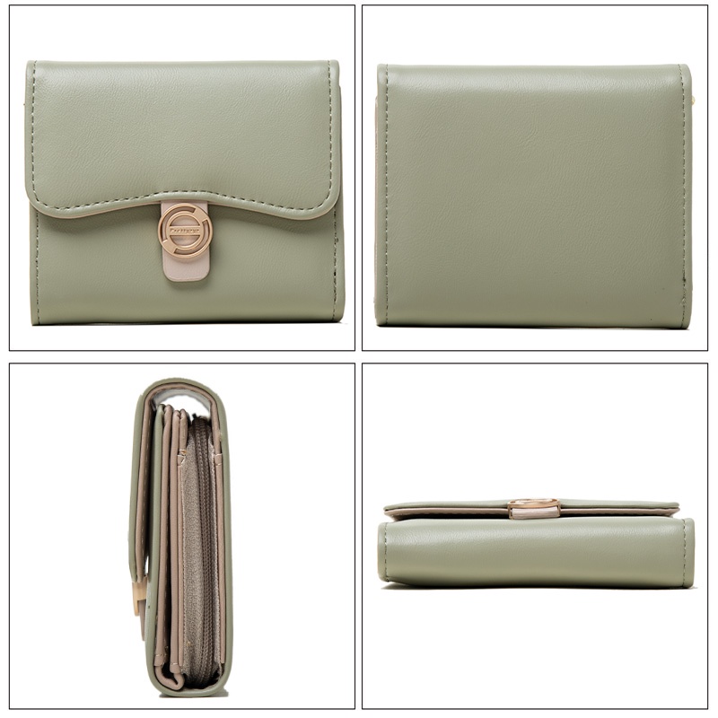 Ví Da Pu Dáng Ngắn Đựng Thẻ Thiết Kế Xinh Xắn Cho Nữ