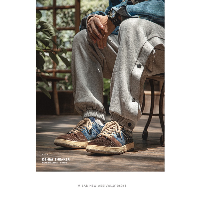 Giày thể thao MADEN vải denim thời trang mùa thu Nhật Bản cho cặp đôi 2022