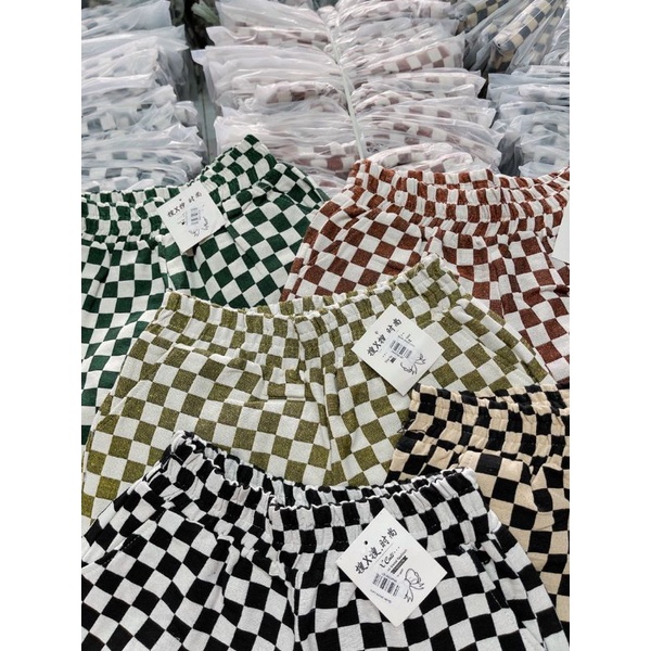 Quần shorts ống rộng Caro CAO CẤP ( HÌNH THẬT 100%)