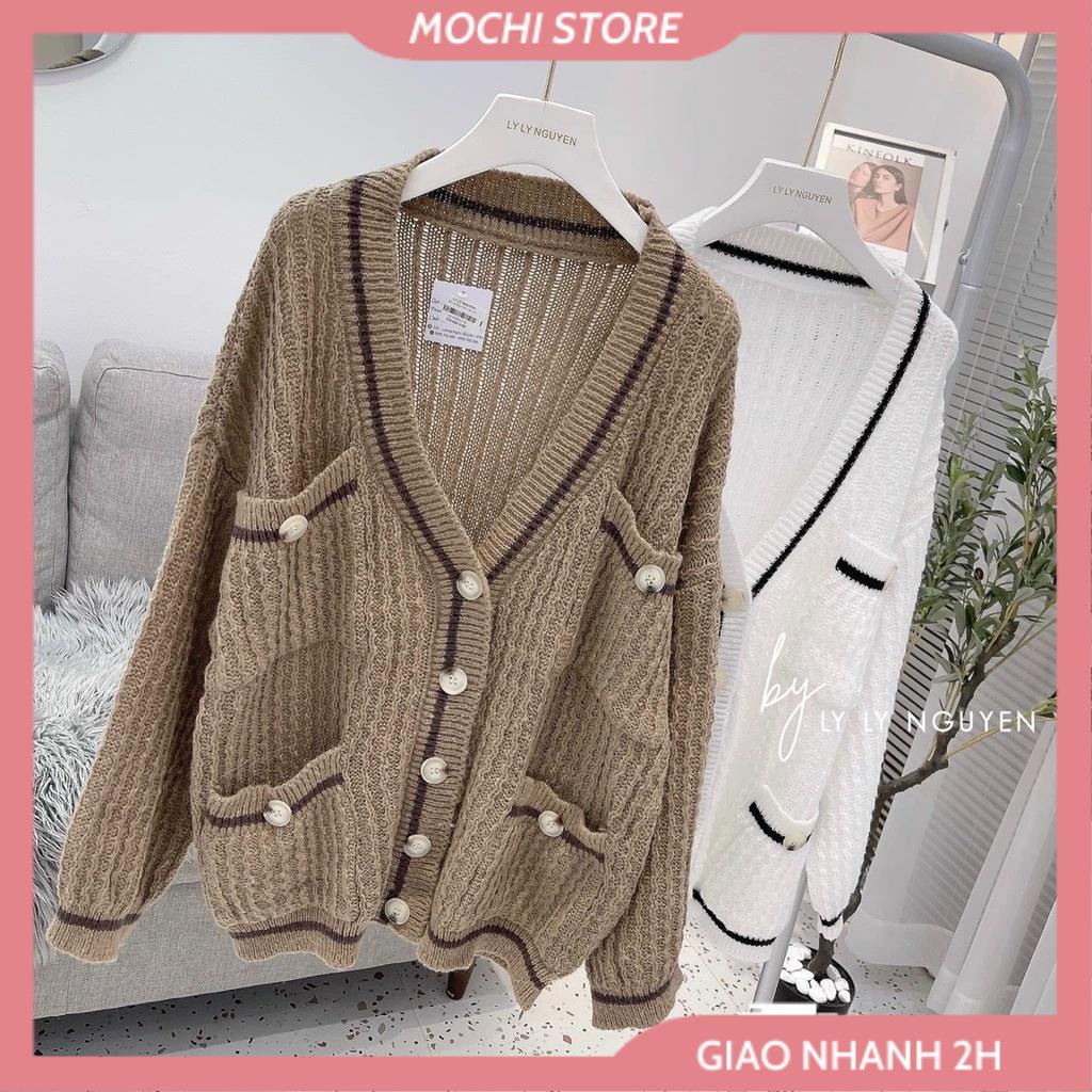 Áo Cardigan Dáng Dài , Áo Len Nữ Viền Sọc Phối Túi Chất Len Dày Dặn, Hàng Quảng Châu Cao Cấp Siêu Hot. | BigBuy360 - bigbuy360.vn