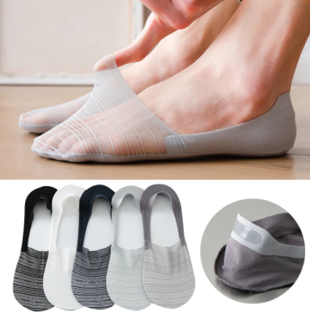 Đôi vớ thuyền màu trơn phối lưới thoáng khí thời trang mùa hè dành cho nam