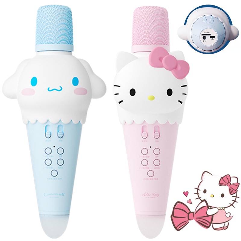 Sanrio Hello Kitty Cinnamoroll Condenser Mic Loa Nghe Nhạc Bluetooth Không Dây Mini Loa Di động Dễ Thương Loa Bluetooth Condenser Mic