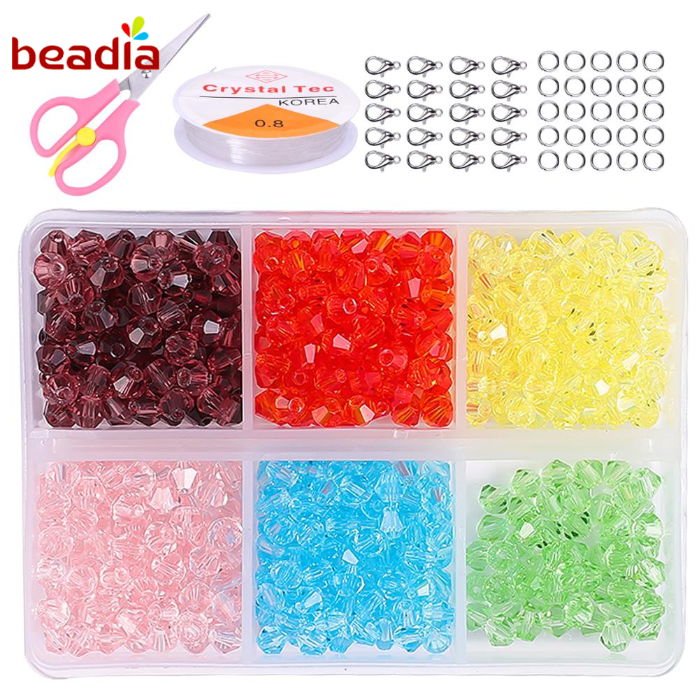 Set 600 hạt pha lê Beadia bằng nhựa trong suốt dùng làm trang sức diy